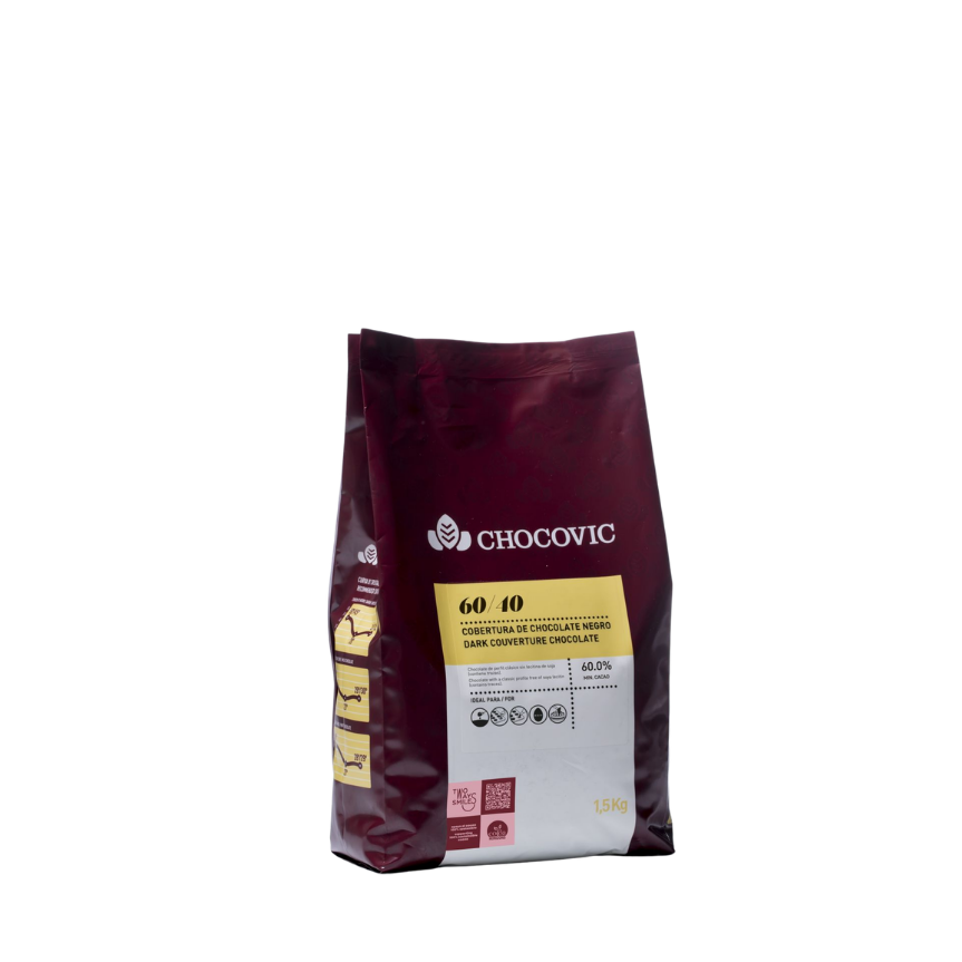 Kuvertüre Dunkel, Chocovic 60%, Karton à 6 Btl.